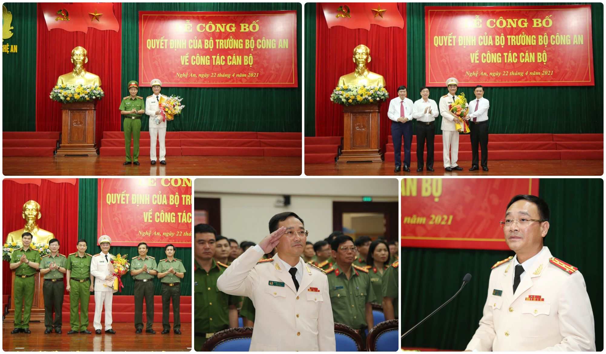 Lễ công bố quyết định của Bộ trưởng Bộ Công an về việc luân chuyển, điều động đồng chí Phạm Thế Tùng, Giám đốc Công an tỉnh Bắc Ninh giữ chức vụ Giám đốc Công an tỉnh Nghệ An, ngày 22/4/2021.