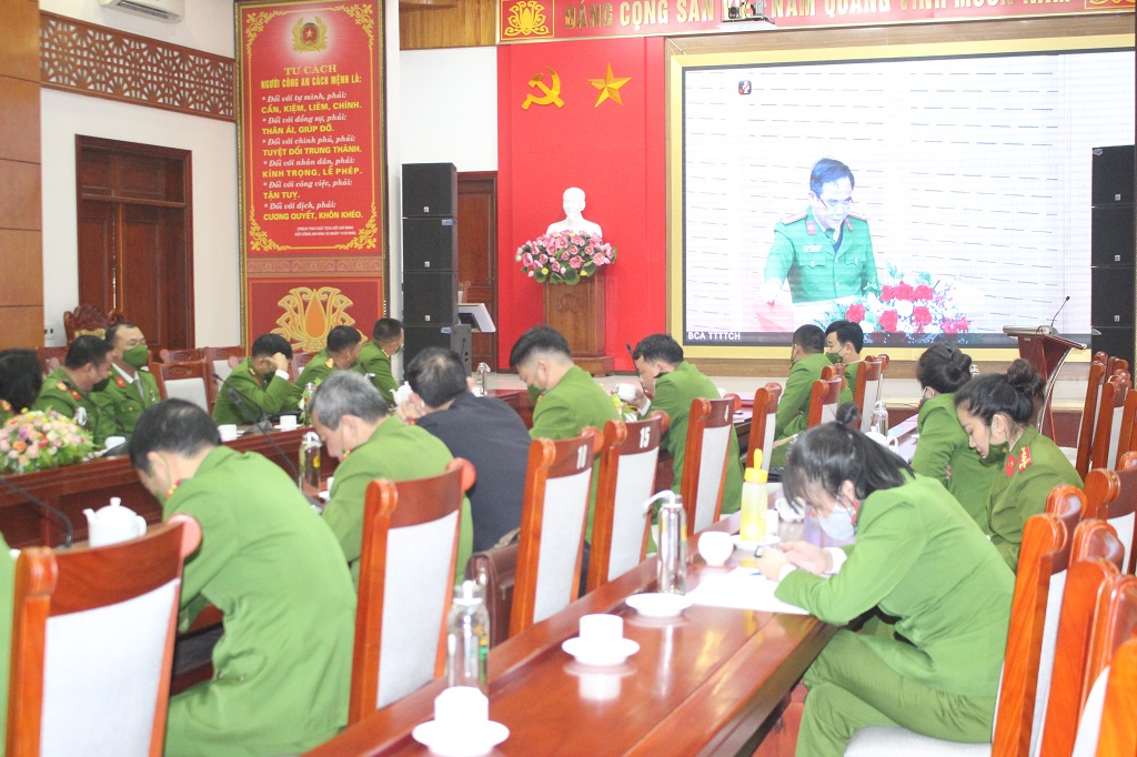 Toàn cảnh Hội nghị tại điểm cầu Công an tỉnh Nghệ An