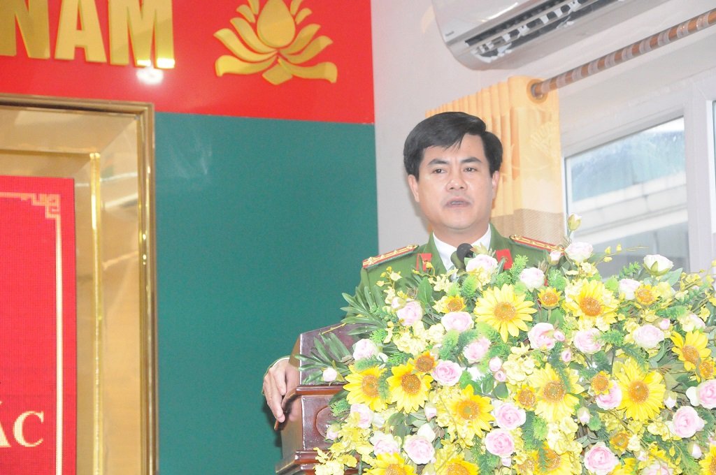 Đồng chí Đại tá Nguyễn Đức Hải, Phó Giám đốc Công an tỉnh phát biểu chỉ đạo