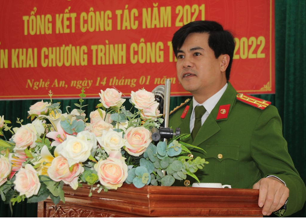 Đồng chí Đại tá Nguyễn Đức Hải, Phó Giám đốc Công an tỉnh phát biểu chỉ đạo