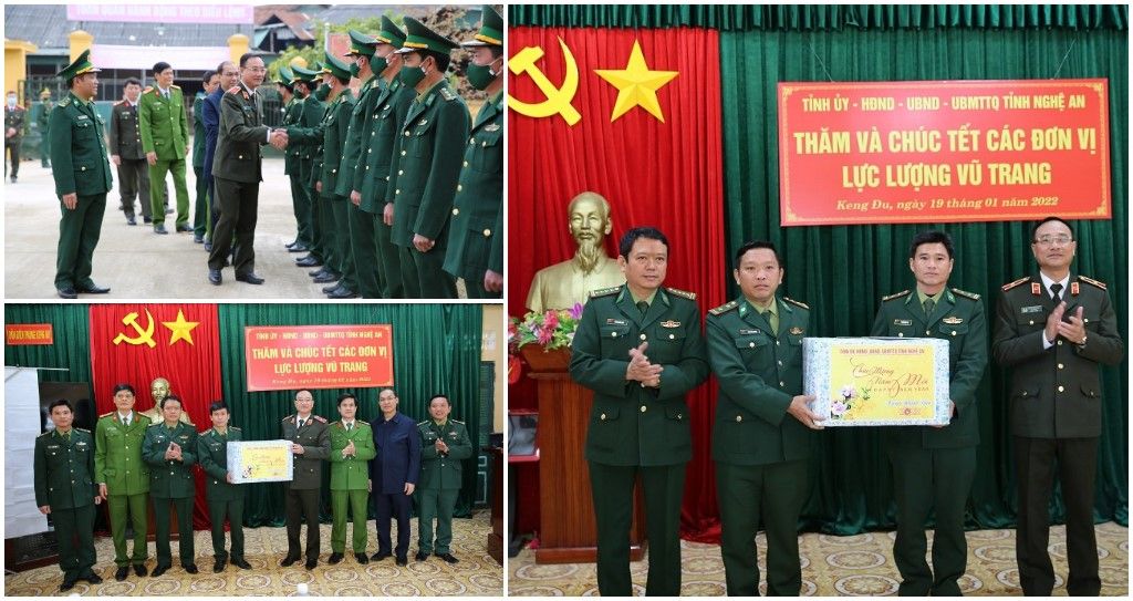 Đồng chí Thiếu tướng Phạm Thế Tùng, Uỷ viên Ban Thường vụ Tỉnh ủy, Giám đốc Công an tỉnh dẫn đầu đoàn công tác đến thăm và tặng quà Đồn Biên phòng Keng Đu; chốt phòng, chống dịch Kèo Sơn