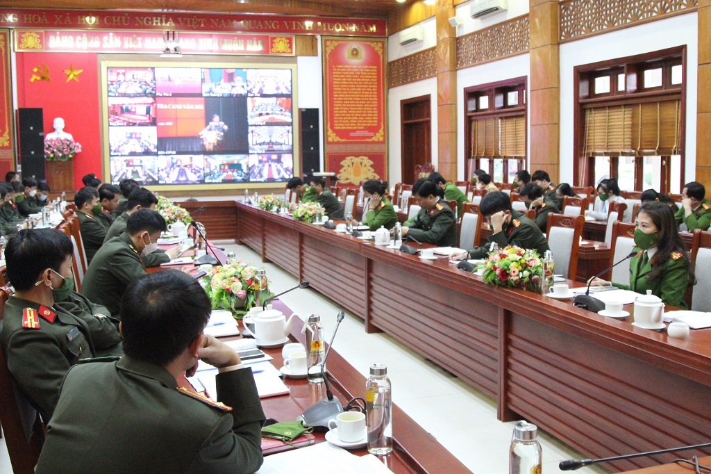 Toàn cảnh Hội nghị tại điểm cầu Công an tỉnh Nghệ An
