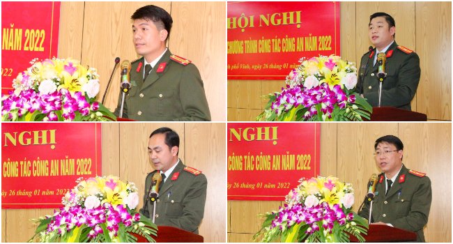 Các đồng chí Phó Trưởng phòng Tham mưu phát biểu tại Hội nghị