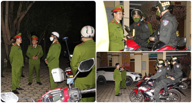 Đồng chí Đại tá Nguyễn Đức Hải, Phó Giám đốc Công an tỉnh thăm và kiểm tra chế độ trực sẵn sàng chiến đấu tại Công an xã Nghi Phú, thành phố Vinh