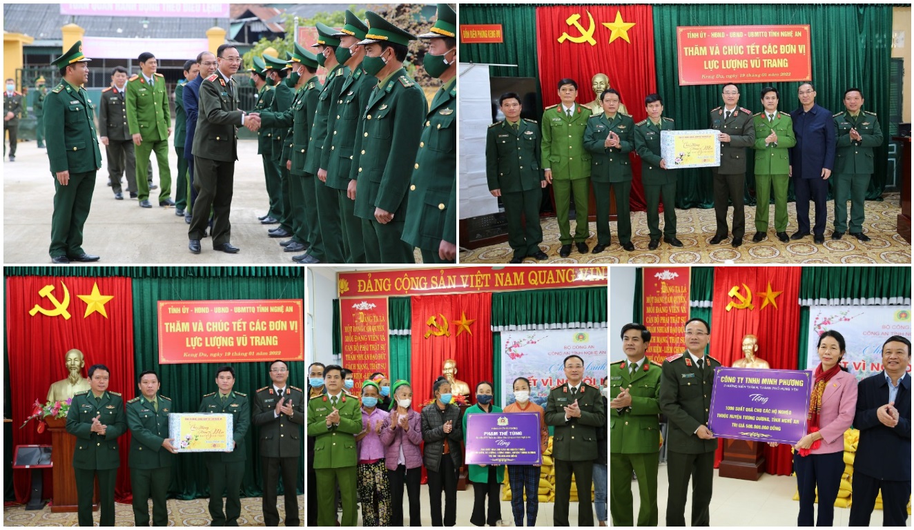 Đồng chí Thiếu tướng Phạm Thế Tùng, Uỷ viên Ban Thường vụ Tỉnh ủy, Giám đốc Công an tỉnh đã trao nhiều phần quà ý nghĩa đến người dân nghèo và các lực lượng Công an, Biên phòng tại 02 huyện biên giới Tương Dương và Kỳ Sơn. Ảnh: Văn Hậu