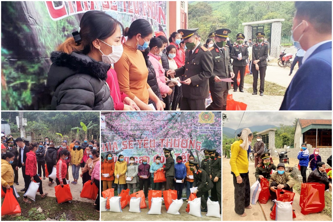 Phòng Thanh tra Công an Nghệ An trao quà Tết tặng người nghèo ở huyện Quỳ Châu