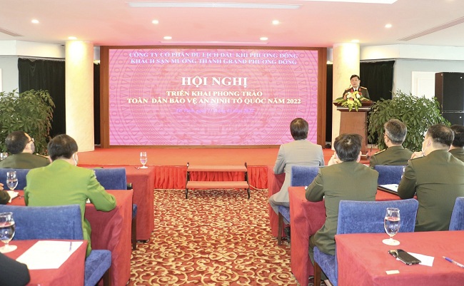 Toàn cảnh Hội nghị triển khai phong trào toàn dân bảo vệ ANTQ năm 2022 tại Khách sạn Mường Thanh Grand Phương Đông
