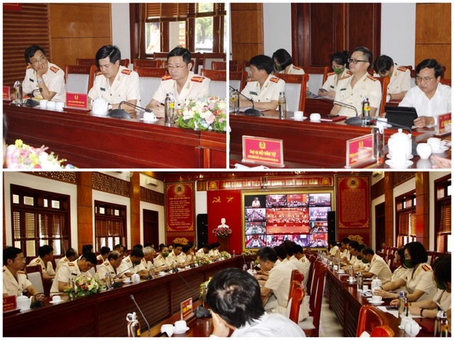 Các đại biểu tham dự Hội nghị tại điểm cầu Công an tỉnh Nghệ An