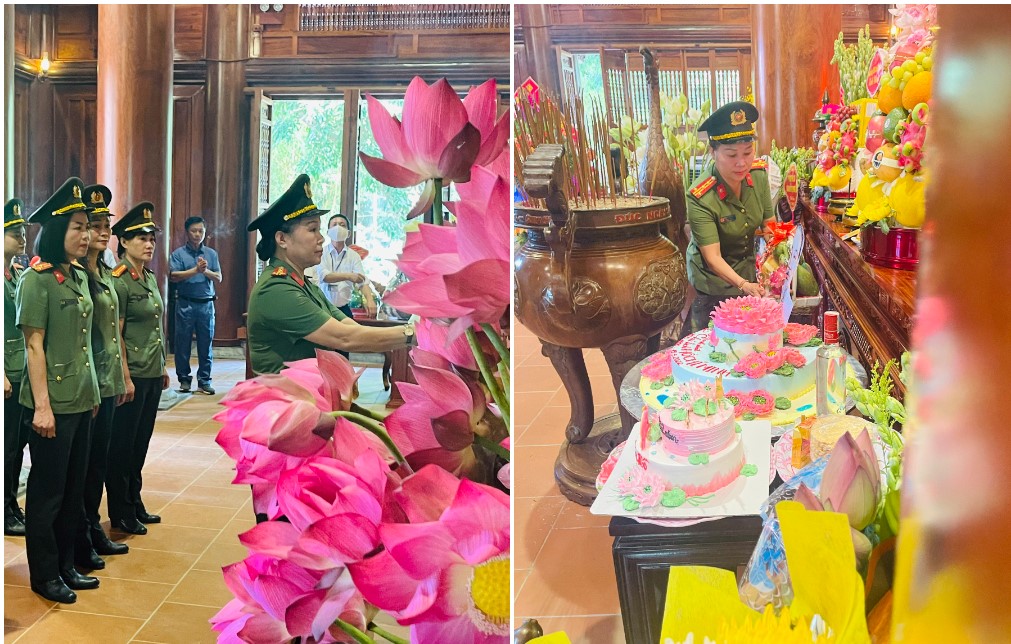 Đoàn thành kính dâng hoa, dâng hương tưởng nhớ công ơn của Chủ tịch Hồ Chí Minh và gia tiên của Người