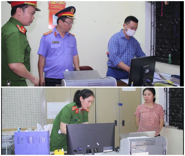 Cơ quan chức năng tiến hành khám xét nơi làm việc của bị can Trần Hữu Đạt và Bùi Thị Lường