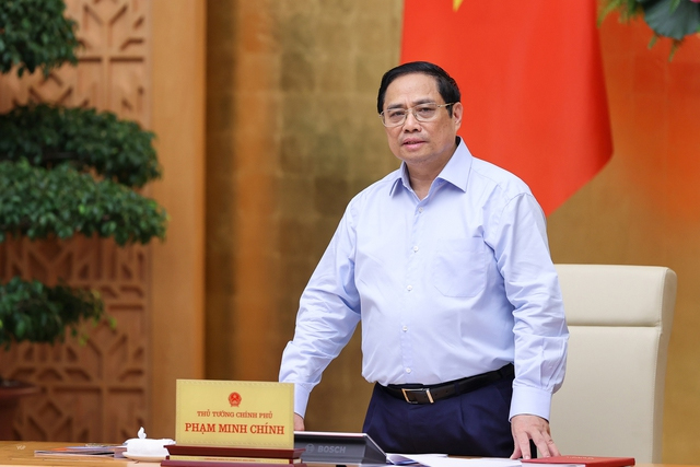 Thủ tướng Phạm Minh Chính chủ trì hội nghị trực tuyến Chính phủ với địa phương và Phiên họp Chính phủ thường kỳ tháng 6. Ảnh: VGP.