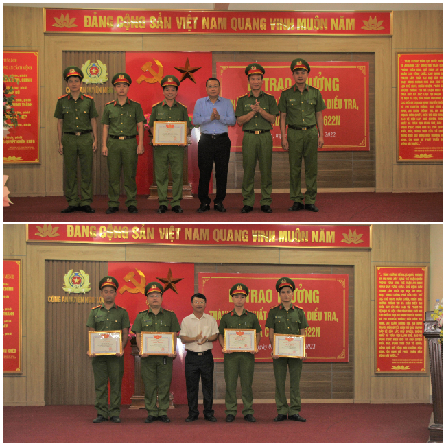 Lãnh đạo Huyện ủy, UBND huyện Nghi Lộc chúc mừng và khen thưởng đột xuất cho Ban chuyên án