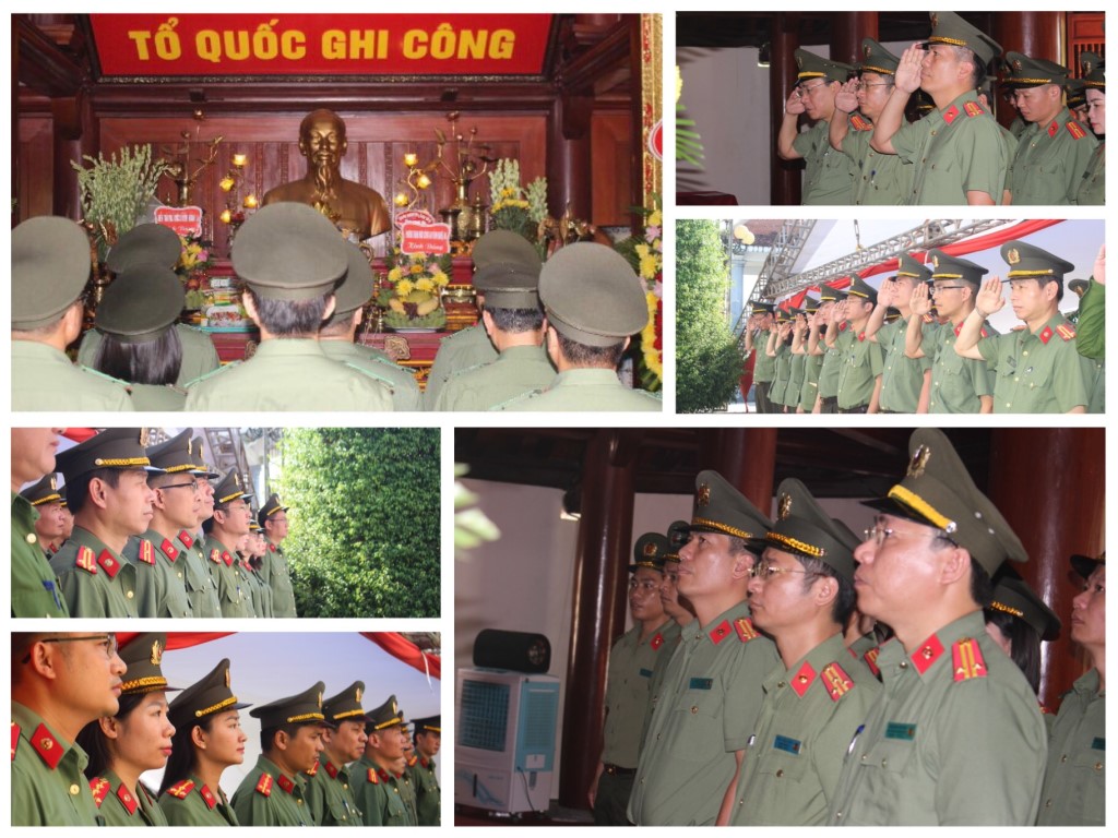 Đồng chí Thượng tá Trần Ngọc Tuấn, Phó Giám đốc Công an tỉnh cùng đại diện lãnh đạo, cán bộ chiến sỹ phòng Tham mưu Công an tỉnh tưởng niệm các anh hùng liệt sĩ tại Nghĩa trang liệt sỹ Quốc tế Việt Lào