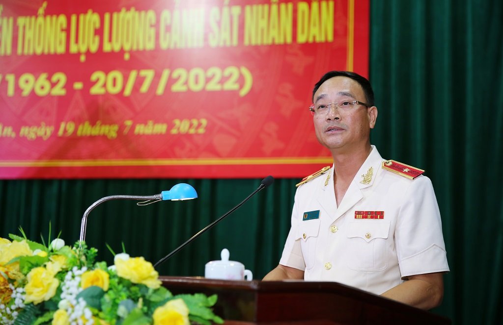 Đồng chí Thiếu tướng Phạm Thế Tùng, Bí thư Đảng ủy, Giám đốc Công an tỉnh phát biểu bế mạc Lễ kỷ niệm