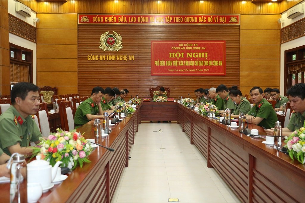 Toàn cảnh Hội nghị tại điểm cầu Công an tỉnh Nghệ An