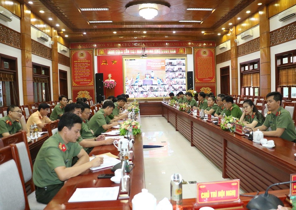 Hội nghị được tổ chức theo hình thức trực tuyến tới điểm cầu Công an các địa phương