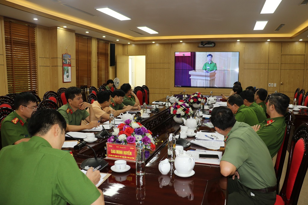 Toàn cảnh Hội nghị tại điểm cầu Công an tỉnh Nghệ An