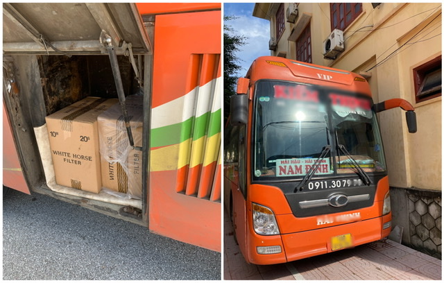 Số hàng cấm được đối tượng giấu trong “cốp” xe khách đường dài