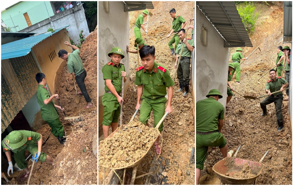 Dọn dẹp đất đá bị sạt lở
