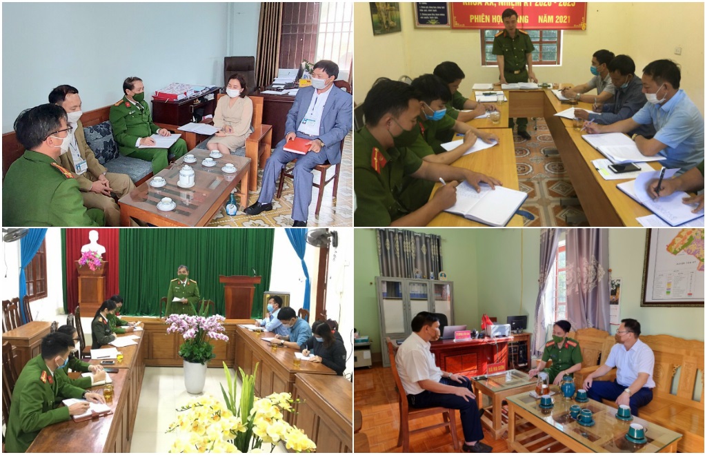 Công an các huyện, thị làm việc với chính quyền địa phương để phối hợp xây dựng mô hình cải cách hành chính ở Công an cấp xã