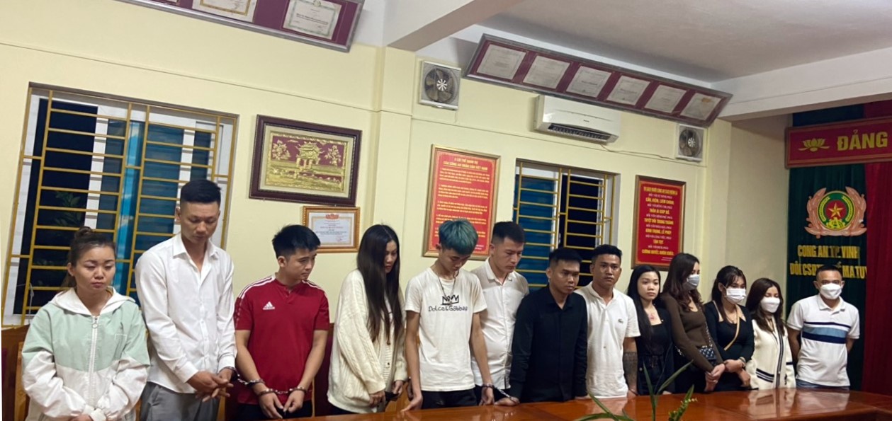 Các đối tượng tại cơ quan Công an 
