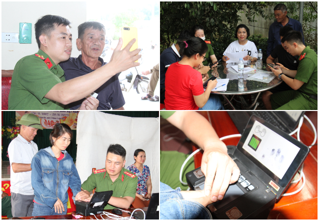 Công an huyện Nghi Lộc đến từng nhà dân tuyên truyền,  hướng dẫn người dân đăng ký tài khoản định danh điện tử trên Cổng dịch vụ công Quốc gia