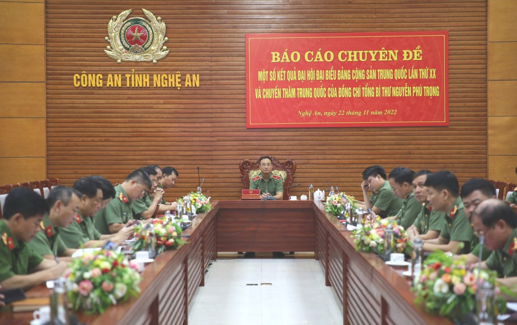 Tại điểm cầu Công an tỉnh Nghệ An