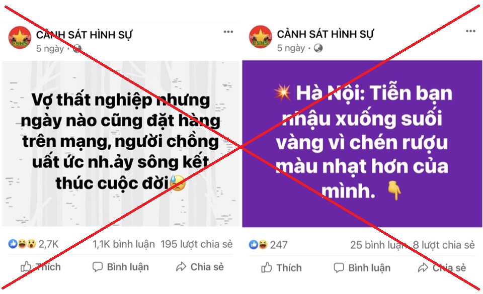 Một trang mạng xã hội giả mạo lực lượng Công an để giật tít câu view.