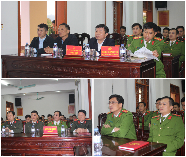 Các đại biểu tham dự lễ ra mắt Bộ phận một cửa Công an cấp huyện kiểu mẫu Công an huyện Nghĩa Đàn