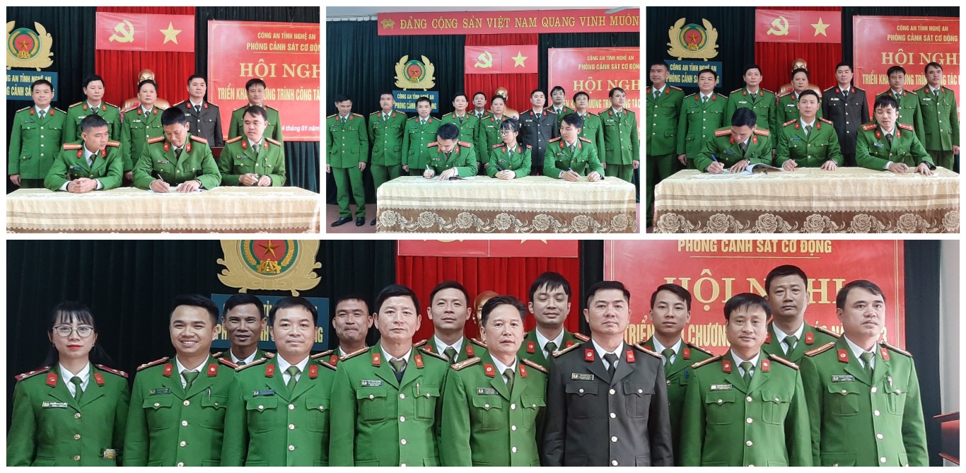Các bộ phận công tác kí cam kết thực hiện phong trào thi đua “Vì an ninh Tổ quốc” năm 2023