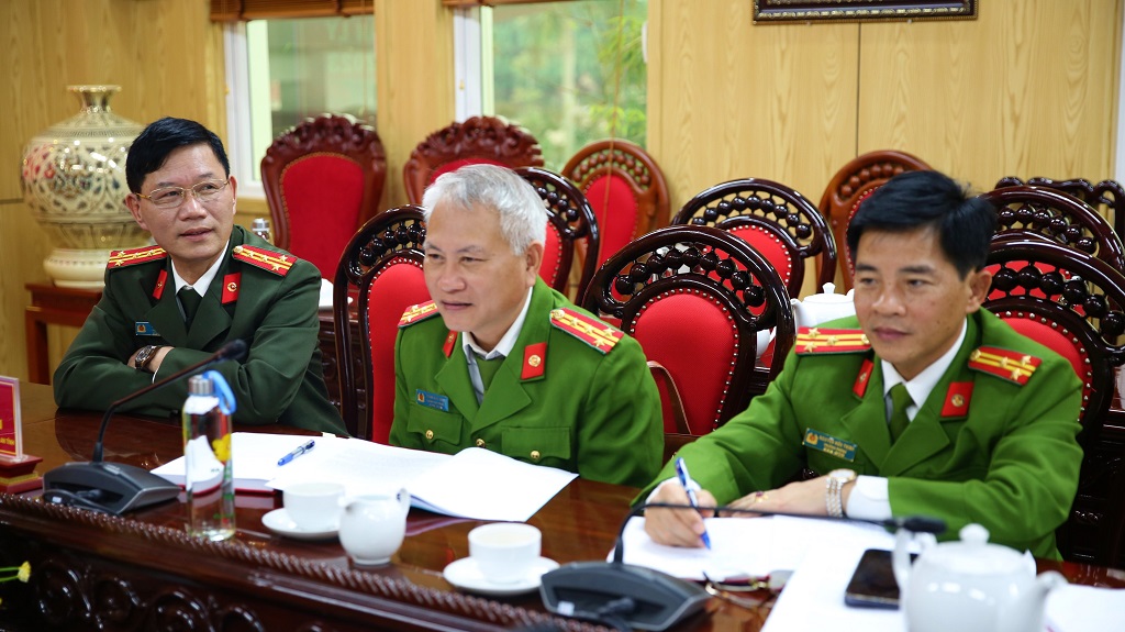 Các đại biểu tham dự hội nghị tại điểm cầu Công an Nghệ An