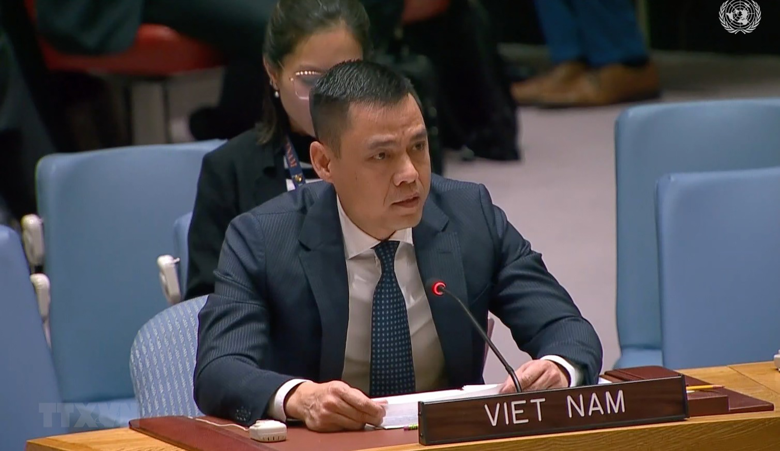 Đại sứ Đặng Hoàng Giang, Trưởng Phái đoàn Việt Nam tại Liên hợp quốc, phát biểu trước Hội đồng Bảo an.