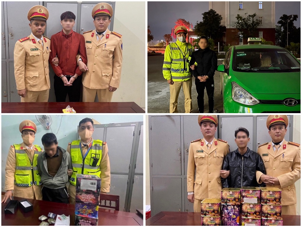 Một số đối tượng vi phạm pháp luật về pháo và ma tuý bị các tổ công tác thuộc Phòng CSGT bắt quả tang
