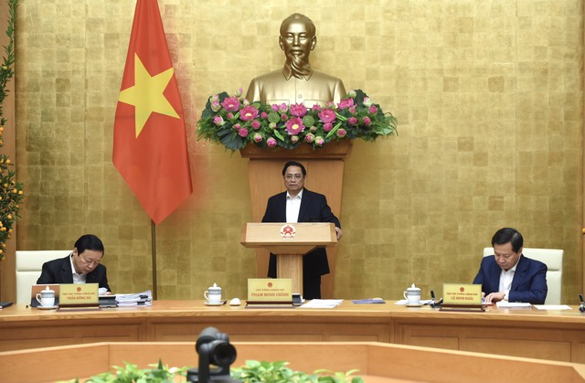 Thủ tướng Chính phủ Phạm Minh Chính phát biểu tại cuộc họp. Ảnh: Cổng thông tin điện tử Chính phủ