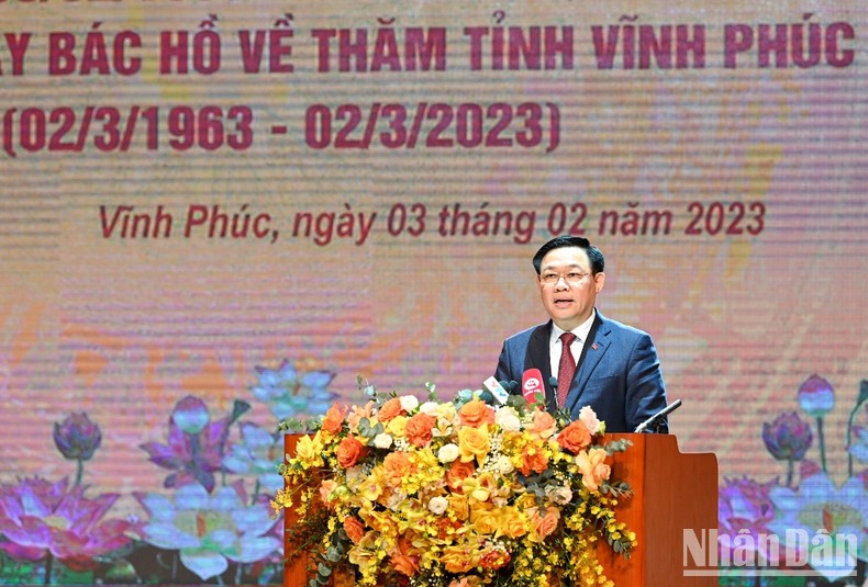 Chủ tịch Quốc hội Vương Đình Huệ phát biểu tại lễ kỷ niệm.