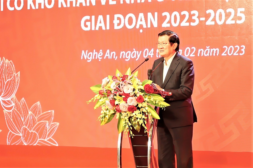 Đồng chí Trương Tấn Sang, nguyên Ủy viên Bộ Chính trị, nguyên Chủ tịch nước phát biểu tại chương trình