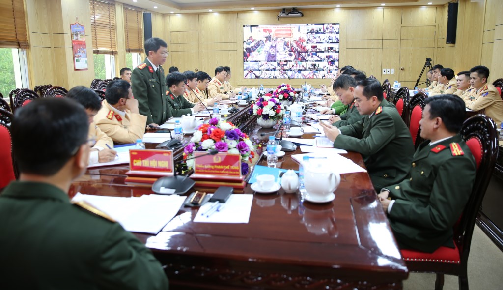Hội nghị tổ chức trực tuyến tại điểm cầu Công an tỉnh đến Công an các huyện, thành, thị 