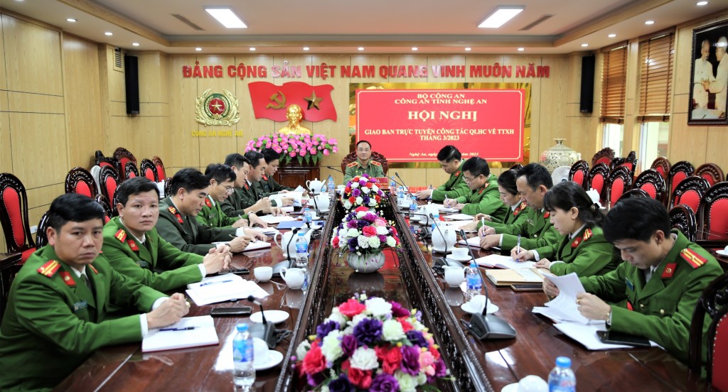 Tại điểm cầu Công an tỉnh Nghệ An