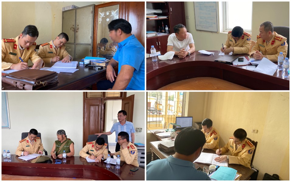 Phòng CSGT Công an Nghệ An  làm việc với các chủ phương tiện vi phạm