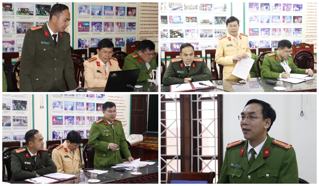Đại diện các phòng chức năng và Công an huyện phát biểu