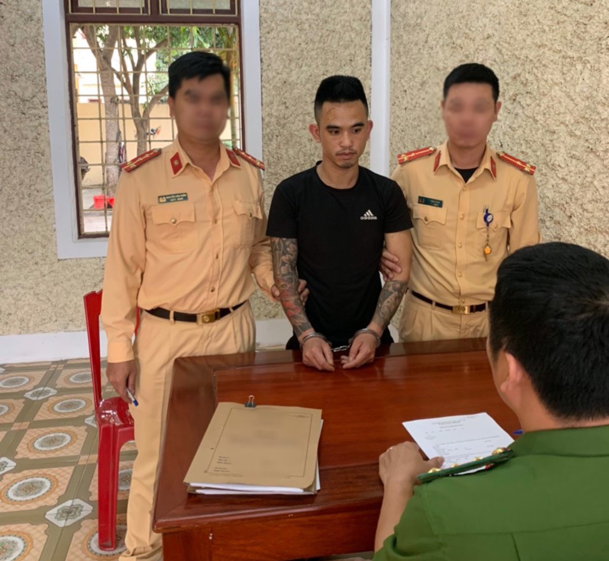 Đối tượng Lưu Xuân Hổ tại cơ quan Công an 