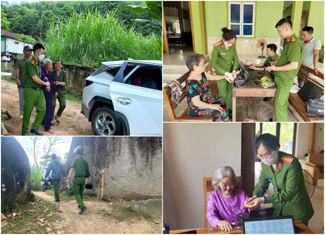 Công an huyện Tân Kỳ hỗ trợ người dân trong quá trình làm CCCD
