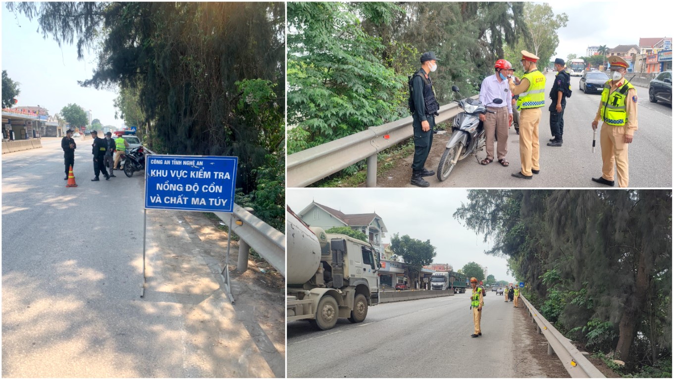 Trạm CSGT Diễn Châu (Phòng CSGT Công an Nghệ An) tiếp tục phối hợp Phòng Cảnh sát cơ động Công an Nghệ An duy trì hoạt động tuần tra kiểm soát theo chuyên đề trên tuyến Quốc lộ 1A