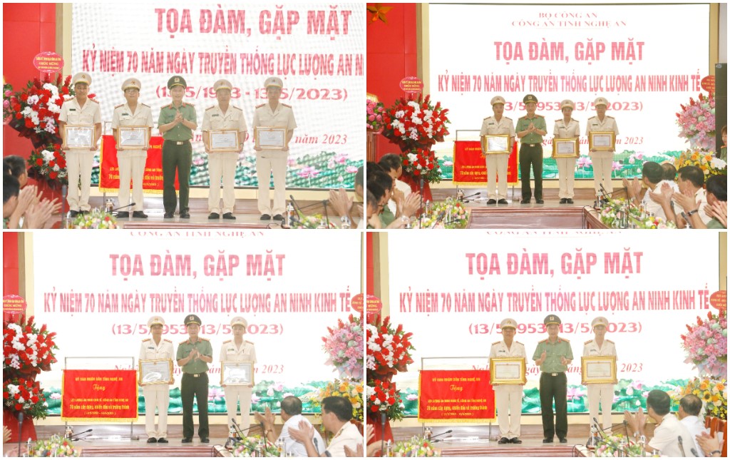 Đồng chí Đại tá Lê Văn Thái, Phó Giám đốc Công an tỉnh trao Bằng khen, Giấy khen của Bộ Công an, Cục An ninh kinh tế, Giám đốc Công an tỉnh tặng tập thể và cá nhân Phòng An ninh kinh tế có thành tích xuất sắc 