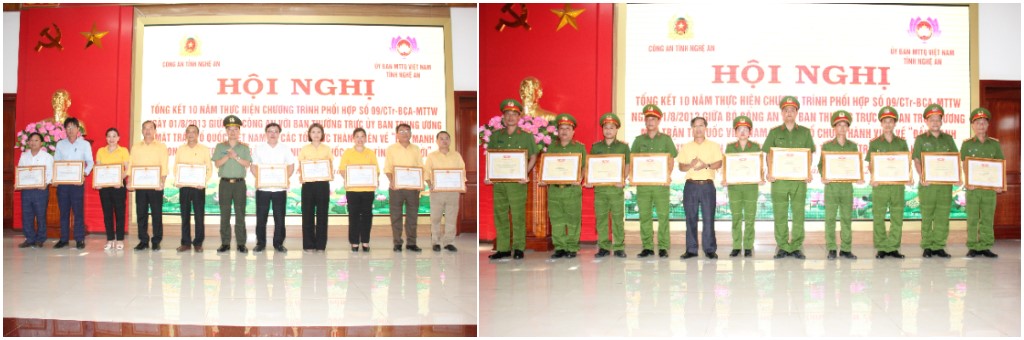 Các tập thể và cá nhân được trao tặng Giấy khen có thành tích xuất sắc trong thực hiện Chương trình phối hợp về 