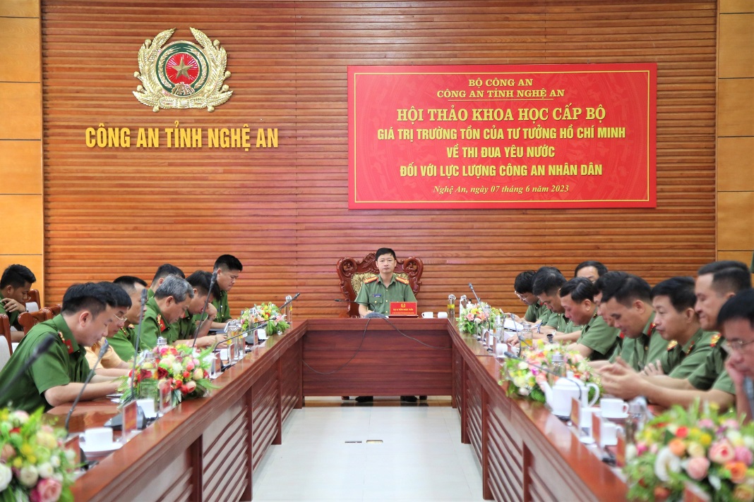 Toàn cảnh hội thảo tại điểm cầu Công an Nghệ An