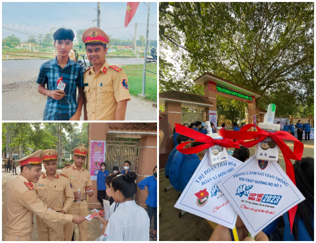 Đội Cảnh sát giao thông đường bộ số 1 - Phòng Cảnh sát giao thông đồng hành nhằm tiếp sức, động viên các thí sinh bước vào kỳ thi thật tốt