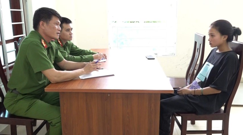Đối tượng Lương Thị Phuâm tại Cơ quan Công an
