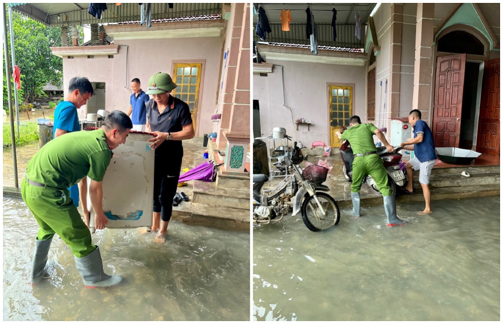 Công an các địa phương huy động lực lượng tham gia di chuyển tài sản và đưa người dân đến vùng an toàn