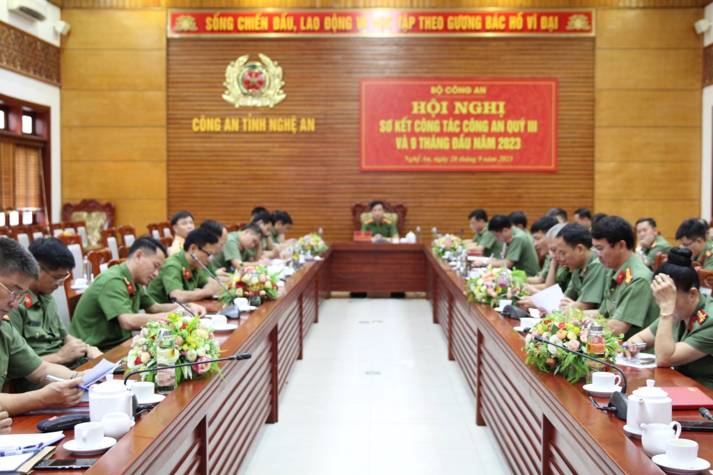 Toàn cảnh Hội nghị tại điểm cầu Công an Nghệ An 
